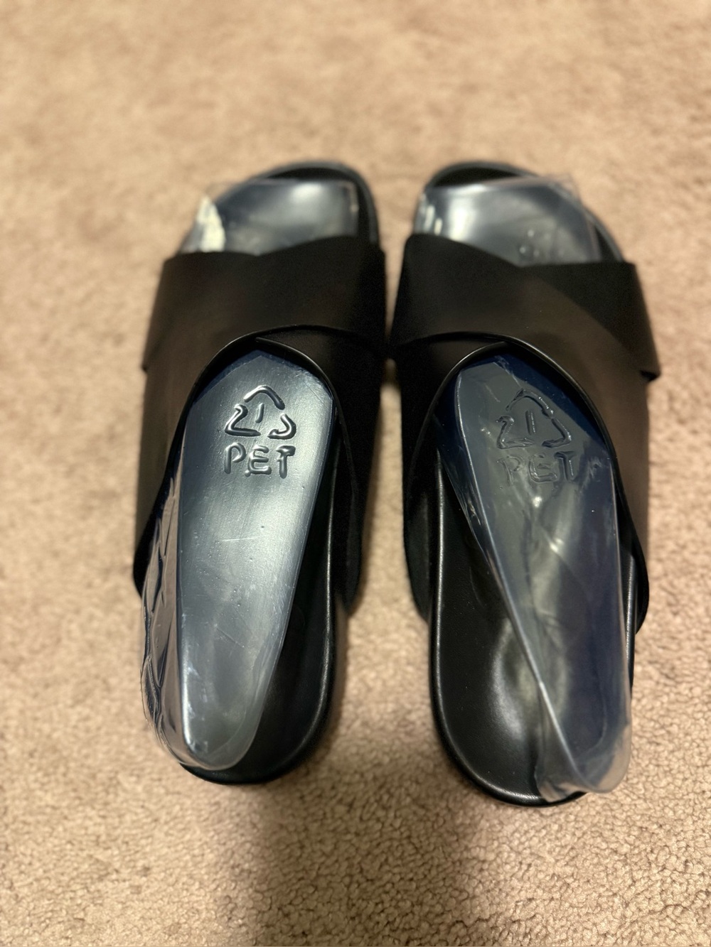 NWOT J.Crew Black Slide Sandals - Sleek Cross Strap Design Never Worn Sz 9 - Picture 2 of 10